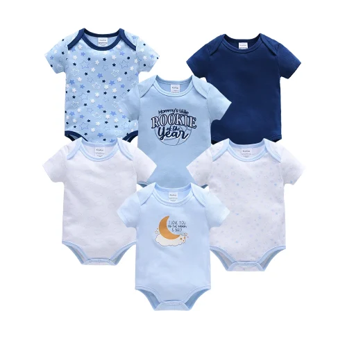 3 Pcs/set New Baby Boy Clothes Summer 100%Cotton Blue Grey Tie Print Three Piece Short Sleeve Bodysuit vetements bebe For 0-12M
